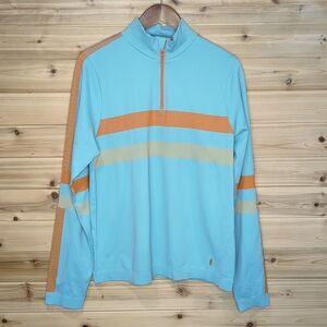 Women's Blue and Orange Quarter-Zip Top
